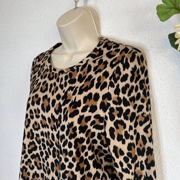 KATE SPADE | Leopard Print Long Sleeve Ruffle Bottom Size XS - Picture 8 of 11